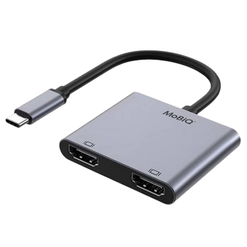 hdmi허브 - 모비큐 2포트 C타입 4K HDMI 듀얼 모니터 멀티 USB 허브 EM-2HP, 혼합색상