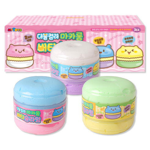 슬라임 - MYTOYS 생크림 버터 2탄 더블 컬러 마카롱 슬라임 6종 세트, 혼합색상