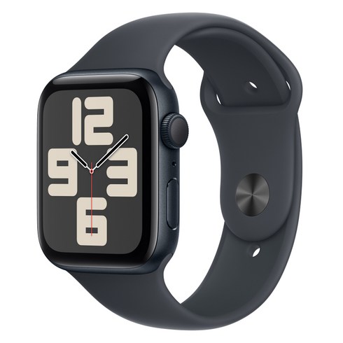 8se - Apple 정품 2024 애플워치 SE 2세대 알루미늄 케이스, 44mm, GPS, 미드나이트 / 미드나이트 스포츠 밴드, S/M