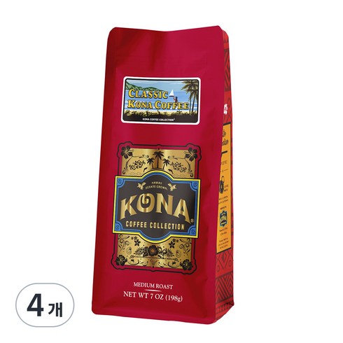 코나수트라 - 코나커피컬렉션 클래식 코나 커피, 198g, 4개, 홀빈(분쇄안함)