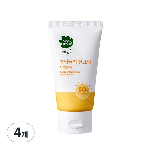 파워블럭 - 그린핑거 야외놀이 선크림 파워블록 SPF50+ PA++++, 80ml, 4개