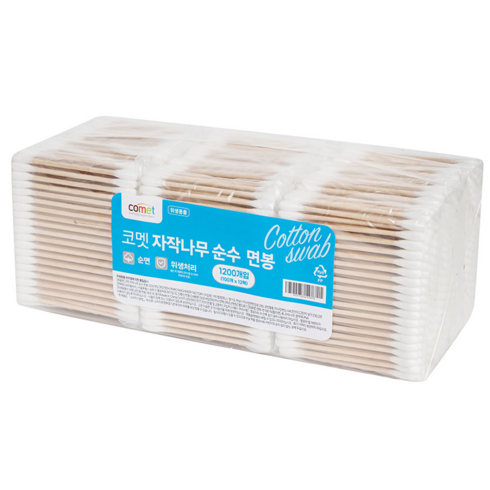 2023년 가성비 최고 촉코촉코면봉 - 코멧 자작나무 순수 면봉, 100입, 12팩