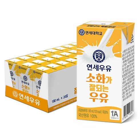 연세우유 소화가 잘되는 우유, 24개, 190ml