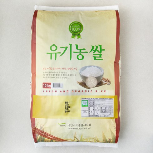 명천 유기농 인증 쌀, 10kg, 1개