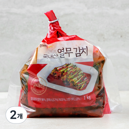 열무김치2kg - 곰곰 국내산 열무 김치, 1kg, 2개