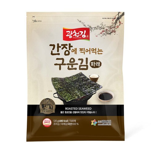 두번 구운 파래김 - 광천김 간장에 찍어먹는 구운 파래김, 1개, 120g