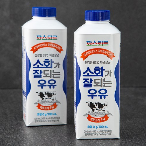 소화가잘되는우유 - 파스퇴르 소화가 잘되는 우유, 700ml, 2팩