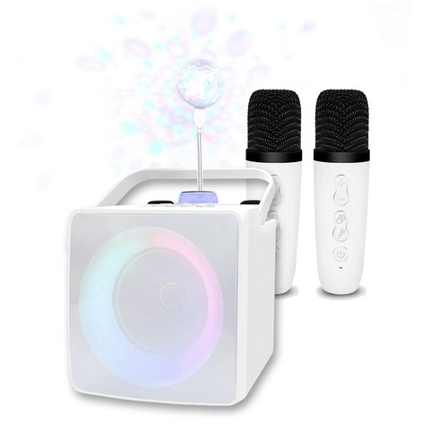 도파밍블루투스노래방 - 머레이 레인보우 LED 블루투스 노래방기계 MT50-3 화이트 + 파티 미러볼