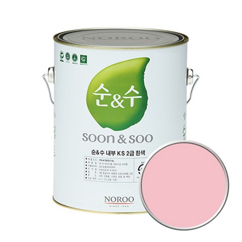2023년 가성비 최고 순앤수ks2rmq - 노루페인트 순앤수 KS 2급 벽지 벽면용 수성페인트 4L, 인디핑크01 NR1029, 1개