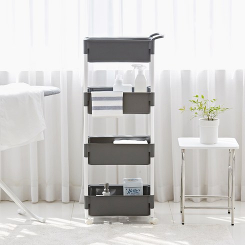 다용도 이동식 트롤리 4단, 그레이, 1개