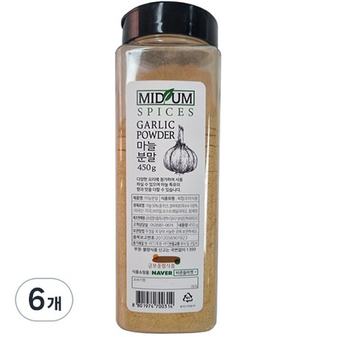 마늘 분말 가루, 450g, 6개