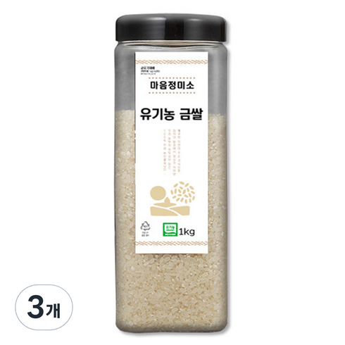 마음정미소 유기농 금쌀 백미, 1kg, 3개