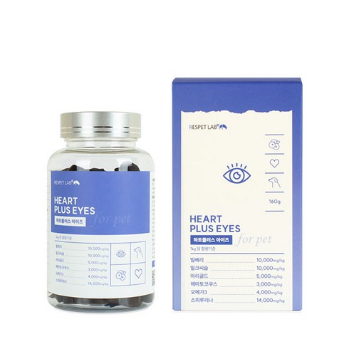 리스펫랩 강아지 하트플러스 영양제, 눈물개선/눈건강, 160g, 1개