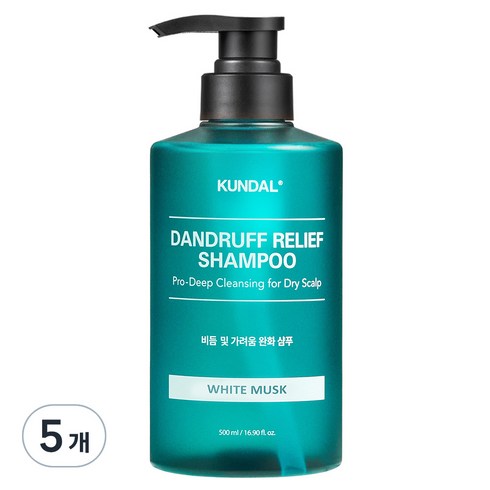 쿤달 프로 클린 비듬샴푸 화이트 머스크향, 5개, 500ml