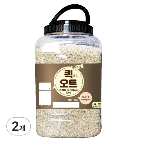 롤드오트 - 냉장고쏙 퀵 롤드 오트, 2.5kg, 2개