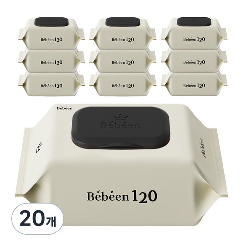 베베물티슈 - 베베앙 120 엠보싱 대용량 아기물티슈 캡형 50gsm, 120매, 20개