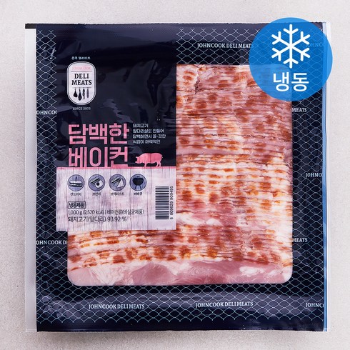 존쿡베이글 - 존쿡델리미트 담백한 베이컨 (냉동), 1kg, 1개