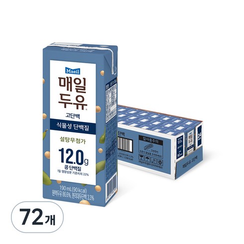 매일 두유 고단백, 190ml, 72개