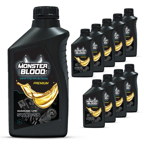 몬스터블러드 프리미엄 5W40 SN LPG 가솔린 엔진오일 1L, 10개