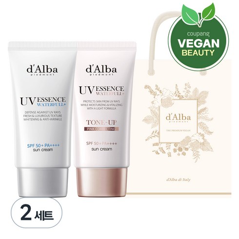 달바 워터풀 에센스 선크림 SPF50+ PA++++ 50ml + 워터풀 톤업 선크림 SPF50+ PA++++ 50ml + 기프트백, 2세트