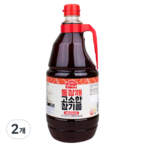 우영식품 아따꼬시네 통참깨 고소한 참기름, 1.8L, 2개