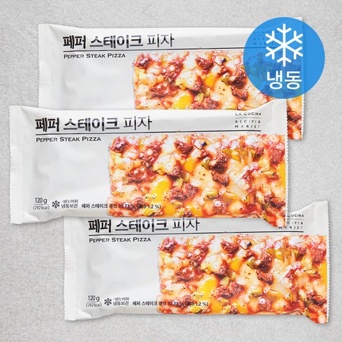 리뉴얼 라쿠치나 포카치아 수제 피자 18팩 - 라쿠치나 페퍼 스테이크 피자 (냉동), 120g, 3개