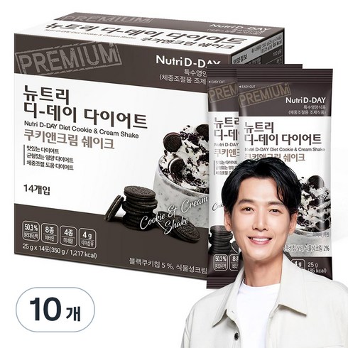 뉴트리디데이 다이어트 쉐이크 쿠키앤크림 14포, 350g, 10개