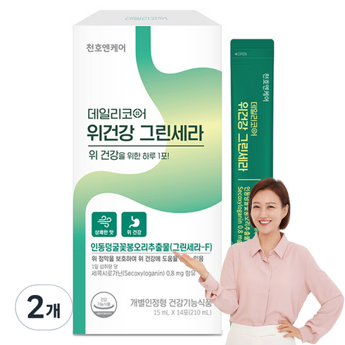 천호엔케어 데일리코어 위건강 그린세라 14p, 2개, 210ml