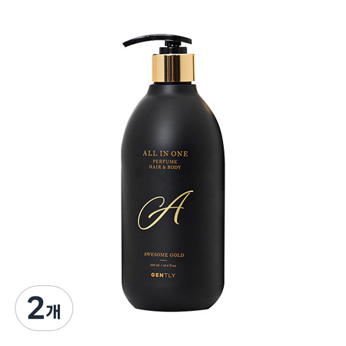 젠틀리 올인원 퍼퓸 헤어바디 어썸 골드, 500ml, 2개