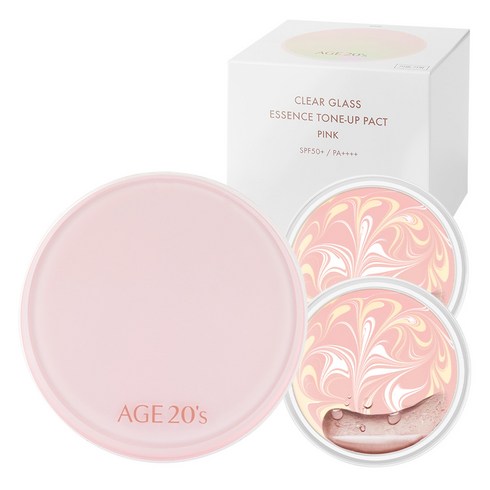 에이지투웨니스 클리어 글래스 에센스 톤업 팩트 케이스1p+리필2p, 핑크(팩트), 1세트