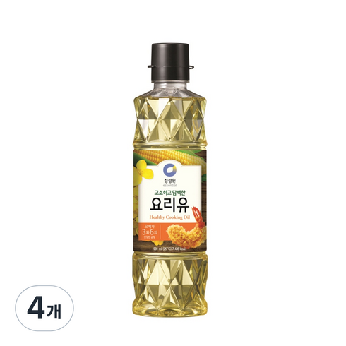 청정원 요리유 식용유, 900ml, 4개