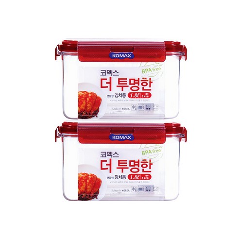 코멕스 더 투명한 핸들형 김치통, 1.8L, 2개