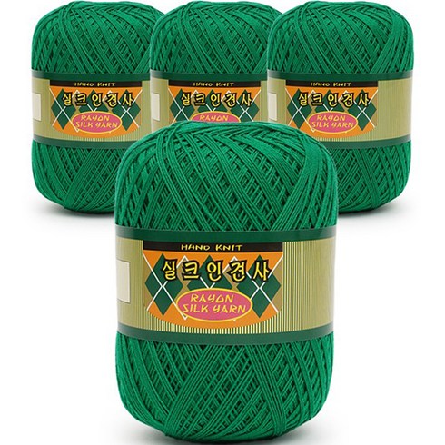 필립섬유 쎄비 실크 인견사 뜨개실 90g x 4p, 858 진초록, 4개