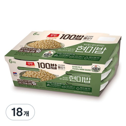 양반 100밥 현미밥, 130g, 18개
