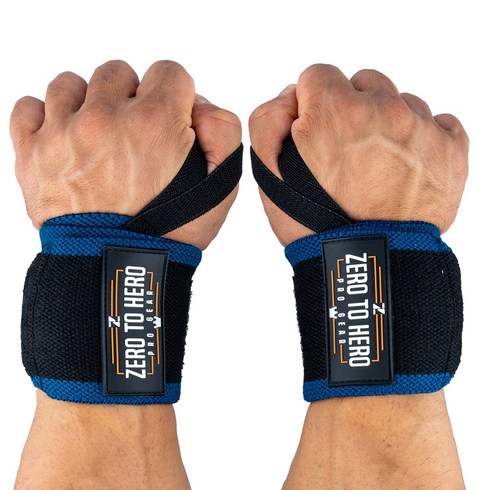 제로투히어로 헬스 손목보호대 wrist wrap Type2 기본형 Blue, 1세트
