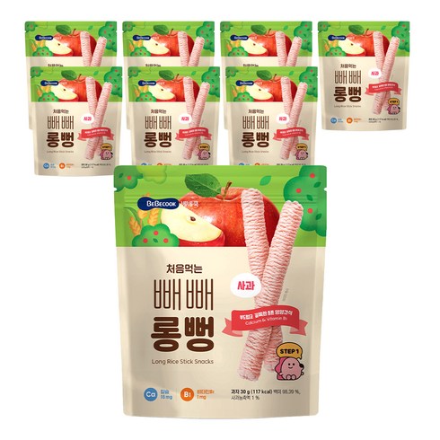 베베쿡롱뻥 - 베베쿡 처음먹는 빼빼롱뻥, 사과, 30g, 8개