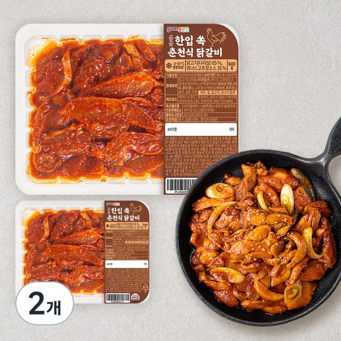 닭갈비 - 곰곰 한입 쏙 춘천식 닭갈비 (냉장), 600g, 2개