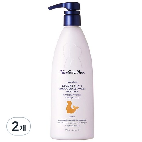 유아용 누들앤부 대용량 킨더 3 in 1 샴푸 린스 & 워시, 473ml, 2개