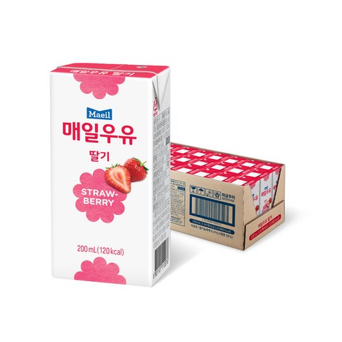 매일유업 멸균우유 딸기, 200ml, 24개