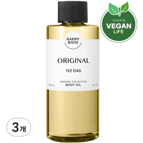 해피바스 오리지널 컬렉션 바디오일 오리지널, 3개, 250ml