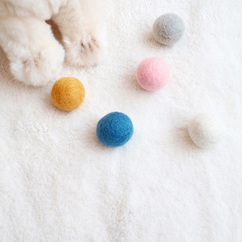 고양이 털공 - 모모제리 고양이 장난감 꿀잼볼, 그레이, 화이트, 블루, 머스터드, 핑크, 5p