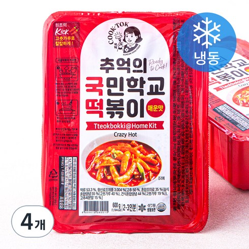 추억의 국민학교 떡볶이 - 추억의 국민학교 떡볶이 매운맛 (냉동), 600g, 4개