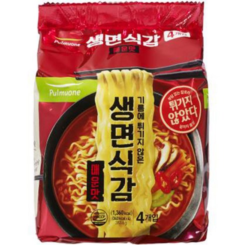 풀무원 생면식감 생라면 매운맛, 4개