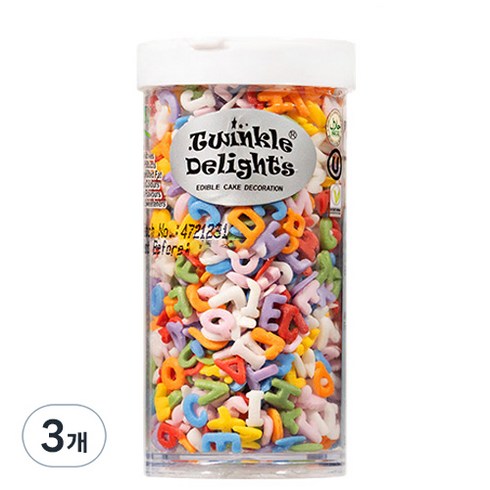 퀄리티스프링클 레인보우 알파벳 스프링클, 3개, 60g