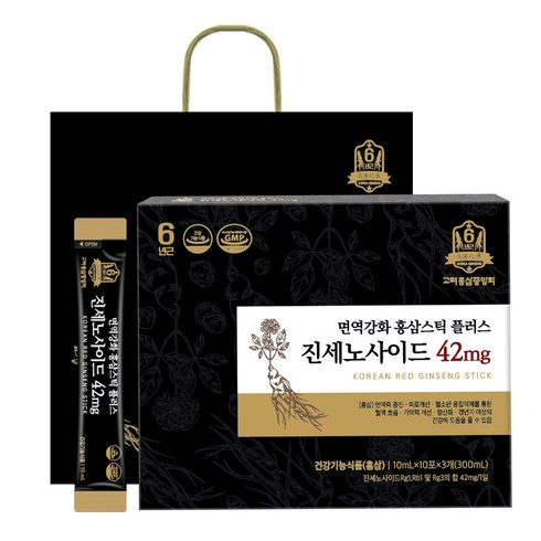 홍삼정원데이스틱(10ml18박스 - 고려홍삼중앙회 면역강화 홍삼스틱 플러스 진세노사이드 42mg + 쇼핑백, 10포, 10ml, 3개