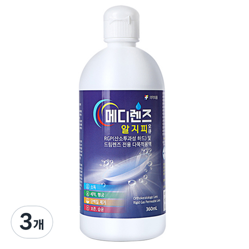 메디렌즈 알지피오큐액 하드렌즈용, 360ml, 3개