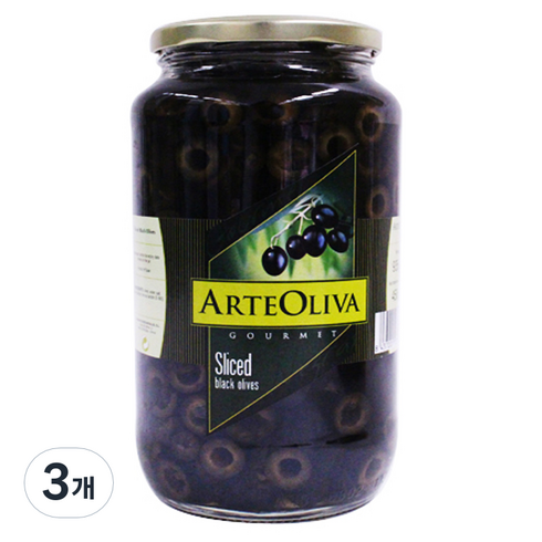 ARTE OLIVA 블랙 올리브 슬라이스, 3개, 935g