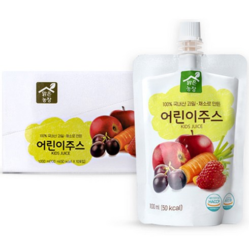 맑은농장 어린이주스 100ml, 사과 + 딸기 + 당근 + 포도 혼합맛, 1개, 1000ml