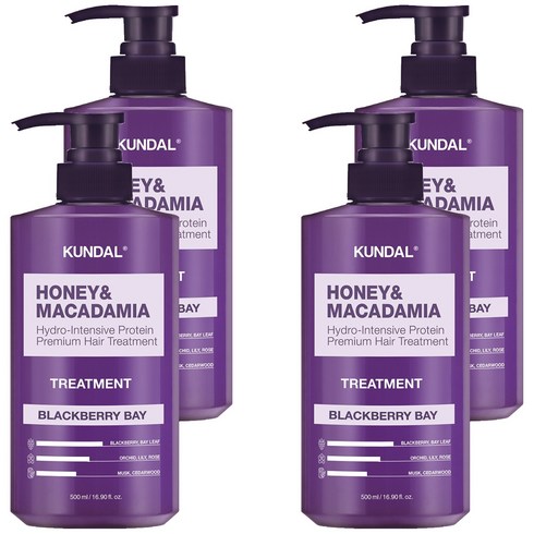 쿤달 허니 앤 마카다미아 헤어 트리트먼트 블랙베리베이향, 500ml, 4개