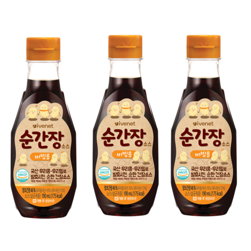 얼라맘마간장 - 아이배냇베베 순간장 소스 190ml, 비빔용, 3개